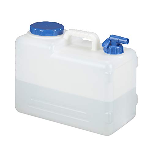 Relaxdays 15 L Wasserkanister, Ablasshahn, Schraubdeckel