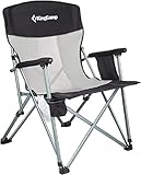 KingCamp Campingstuhl faltbar Ultragroß mit Hochlehner Bequem Gepolster Klappstuhl Camping Garten Balkon Strand, Camping Stuhl Sessel Gartenstuhl Anglerstuhl