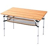KingCamp Campingtisch Bumbus mit Aufbewahrungsnetz Campingtisch höhenverstellbar für 4-6 Personen klappbar 4 Falten mit Tragetasche belastbar bis 80 kg,100 x 65 cm,L