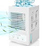Fitfirst Mobiles Klimagerät mit Akku, 3 in 1 Tragbarer Aircooler, Klimaanlage, Tischventialtor, Luftbefeuchter, 3 Kühlstufen / 3 Geschwindigkeiten / 60°| 120°Auto Oszillation (Tastensteuerung)