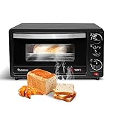 TurboTronic Mini-Backofen mit Doppelverglasung, elektrischer Grillofen, Pizza-Ofen mit Timerfunktion (14 Liter)