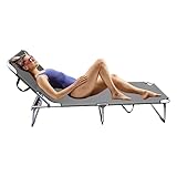 MaxxGarden Sonnenliege – Liegestuhl Klappbar - Schöne Strandliege - Handlicher Campingliege - Terrassen Liege mit Verstellbarer Rückenlehne – Poolliege - Günstige Gartenliege – 137x60x95cm - Grau
