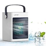 Mini Klimaanlage Mobile, LOFTer 4 in 1 Luftkühler Mobile klimageräte Portatile Air Cooler USB Luftbefeuchtung Ventilator für Persönliches Arbeitsplatz und Hause, 350ML Wassertank Kapazität 3 Stufen [Energieklasse A++]
