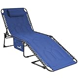 Skandika Sonnenliege Torget | Klappbare Campingliege, gepolstert, 5-Fach verstellbares Kopfteil, Seitentasche, bis 150 kg, wasserabweisend, Stahl-Gestell | Faltbare Liege für Camping, Garten